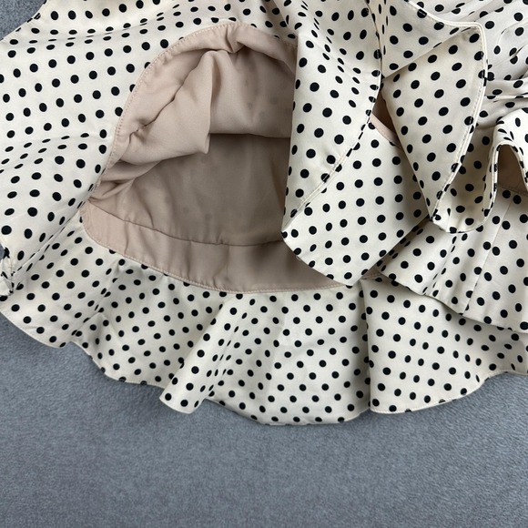 Zara Skirt Womens XS White Polka Dot Ruffle Ruched Mini Satin Lined Party NWT - Picture 7 of 10